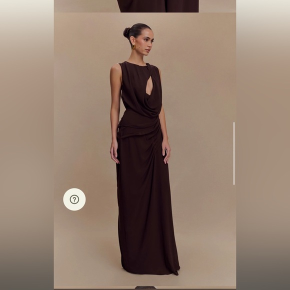 NWT MESHKI Oria Chiffon Gown - Cacao Brown - Picture 1 of 5
